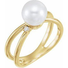 Load image into Gallery viewer, Freshwater Cultured Pearl & .04 CTW Diamond Ring