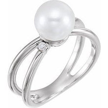 Load image into Gallery viewer, Freshwater Cultured Pearl & .04 CTW Diamond Ring