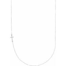 Load image into Gallery viewer, .04 CTW Diamond Off-Center Sideways Cross 16" Necklace
