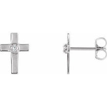 Load image into Gallery viewer, 7x5 mm .01 CTW Diamond Cross Earrings