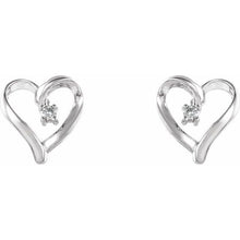 Load image into Gallery viewer, .04 CTW Diamond Heart Earrings