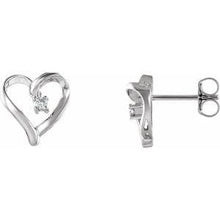 Load image into Gallery viewer, .04 CTW Diamond Heart Earrings