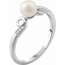 Load image into Gallery viewer, Freshwater Cultured Pearl & .02 CTW Diamond Ring