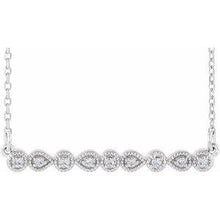 Load image into Gallery viewer, .07 CTW Diamond Milgrain Bar 16-18" Necklace