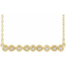 Load image into Gallery viewer, .07 CTW Diamond Milgrain Bar 16-18" Necklace