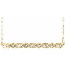 Load image into Gallery viewer, 1/10 CTW Diamond Milgrain Bar 16-18" Necklace