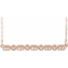 Load image into Gallery viewer, 1/10 CTW Diamond Milgrain Bar 16-18" Necklace