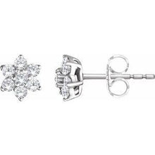 Load image into Gallery viewer, 3/8 CTW Diamond Flower Earrings