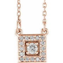 Load image into Gallery viewer, 1/8 CTW Diamond Halo-Style Square 16-18" Necklace