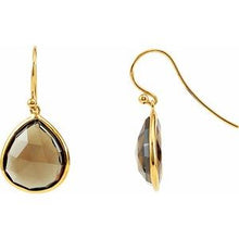 Load image into Gallery viewer, Gold-Plated Smoky Quartz Bezel-Set Earrings