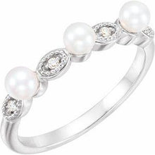 Load image into Gallery viewer, Freshwater Cultured Pearl & .03 CTW Diamond Stackable Ring