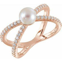 Load image into Gallery viewer, Freshwater Cultured Pearl & 1/3 CTW Diamond Ring