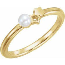 Load image into Gallery viewer, Freshwater Cultured Pearl Youth Double Star Ring