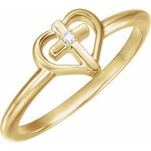 Load image into Gallery viewer, .01 CT Diamond Cross with Heart Ring
