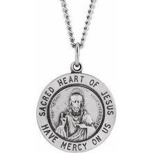 Load image into Gallery viewer, 22 mm Round Sacred Heart of Jesus 24" Necklace