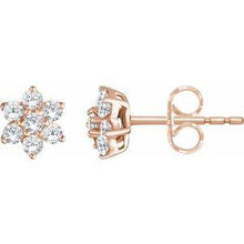 Load image into Gallery viewer, 3/8 CTW Diamond Flower Earrings