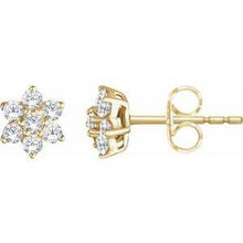 Load image into Gallery viewer, 3/8 CTW Diamond Flower Earrings