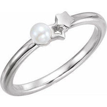Load image into Gallery viewer, Freshwater Cultured Pearl Youth Double Star Ring