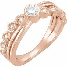 Load image into Gallery viewer, 3.5 mm Round Forever One™ Moissanite & .05 CTW Diamond Ring