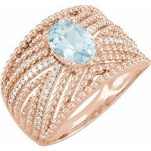 Load image into Gallery viewer, Aquamarine & 1/6 CTW Diamond Ring