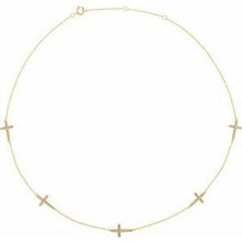 Load image into Gallery viewer, 1/4 CTW Diamond 3-Station Cross Adjustable 16-18” Necklace