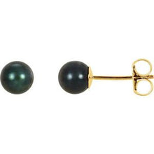 Load image into Gallery viewer, 14K Yellow 6 mm Cultured Black Akoya Pearl Earrings
