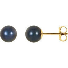 Load image into Gallery viewer, 14K Yellow 6 mm Cultured Black Akoya Pearl Earrings