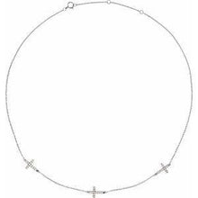 Load image into Gallery viewer, 1/4 CTW Diamond 3-Station Cross Adjustable 16-18” Necklace