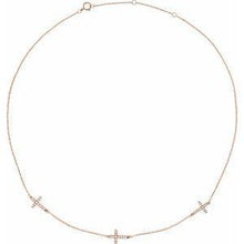 Load image into Gallery viewer, 1/4 CTW Diamond 3-Station Cross Adjustable 16-18” Necklace