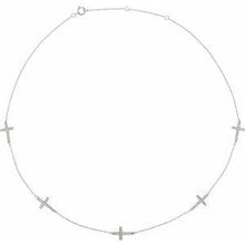 Load image into Gallery viewer, 1/4 CTW Diamond 3-Station Cross Adjustable 16-18” Necklace