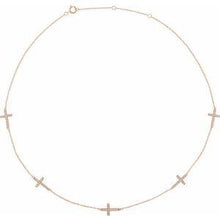 Load image into Gallery viewer, 1/4 CTW Diamond 3-Station Cross Adjustable 16-18” Necklace