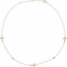 Load image into Gallery viewer, 1/10 CTW Diamond 5-Station Cross Adjustable 16-18” Necklace