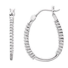 Load image into Gallery viewer, 1 CTW Diamond Inside-Outside Oval Hoop Earrings