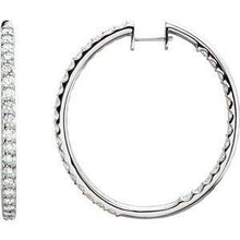 Load image into Gallery viewer, 3 CTW Diamond Inside-Outside Hinged 35.3 mm Hoop Earrings