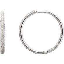 Load image into Gallery viewer, 1 CTW Diamond Inside-Outside Hinged 24 mm Hoop Earrings