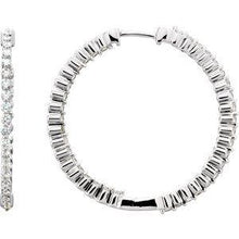 Load image into Gallery viewer, 1 CTW Diamond Inside-Outside Hinged 32.5 mm Hoop Earrings