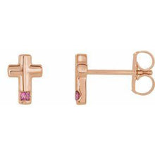 Load image into Gallery viewer, Mozambique Garnet Cross Earrings