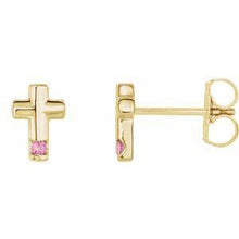 Load image into Gallery viewer, Mozambique Garnet Cross Earrings