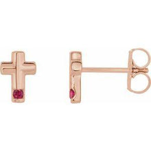 Load image into Gallery viewer, Mozambique Garnet Cross Earrings