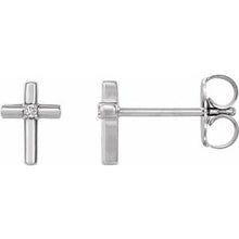 Load image into Gallery viewer, .01 CTW Diamond Cross Earrings
