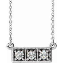 Load image into Gallery viewer, 1/3 CTW Diamond Three-Stone Granulated Bar 16-18" Necklace