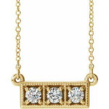 Load image into Gallery viewer, 1/3 CTW Diamond Three-Stone Granulated Bar 16-18" Necklace