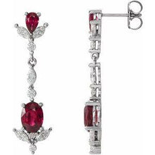 Load image into Gallery viewer, Ruby & 3/4 CTW Diamond Dangle Earrings