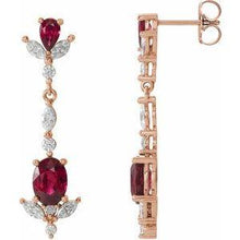 Load image into Gallery viewer, Ruby & 3/4 CTW Diamond Dangle Earrings