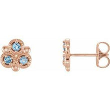 Load image into Gallery viewer, Aquamarine Three-Stone Earrings