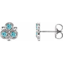 Load image into Gallery viewer, Aquamarine Three-Stone Earrings