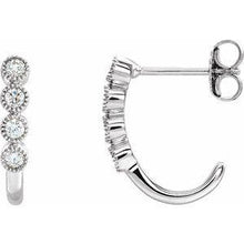 Load image into Gallery viewer, 1/4 CTW Diamond J-Hoop Earrings