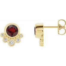 Load image into Gallery viewer, Mozambique Garnet & 1/8 CTW Diamond Earrings