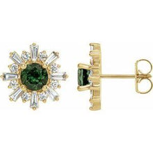 Load image into Gallery viewer, Green Tourmaline & 3/4 CTW Diamond Earrings