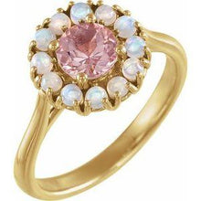 Load image into Gallery viewer, Morganite & Ethiopian Opal Halo-Style Ring